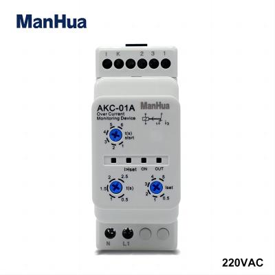 AKC-01A Din Rail Current Protection Relay  220V 0.5-5A Over current monitoring device Start-up delay 1-6 sn