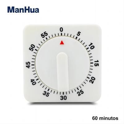 T-203 Portable 60 Minutes Kitchen Timer Countdown Alarm Reminder White Square Mechanical Timer for Kitchen