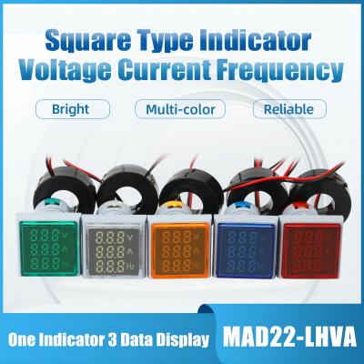 MAD22-LHVA  Miniature digital voltmeter with voltage monitor bright LED display voltage lamp 22mm five color square panel 110v220v10A