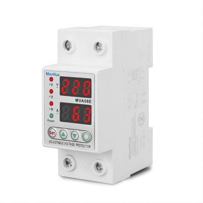 XYLD-63S Household Usage Dual LED Display 40A 63A Din Rail 230V Adjustable Voltage Protector Relay with Limit Current Protection
