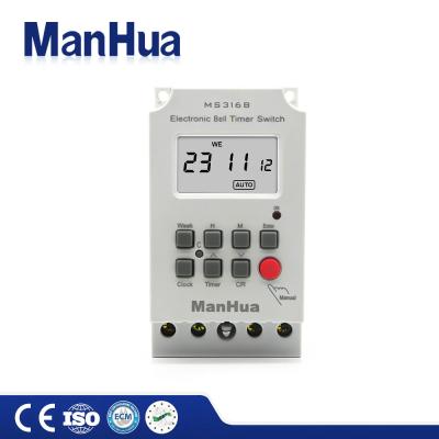 MS316B 220V 25A 99 ON programmable timer switch school bell time controller