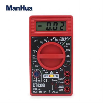 DT830B Mini Digital Multimeter with LCD Overload Protection Voltage Amperage Test Probe DC AC Red
