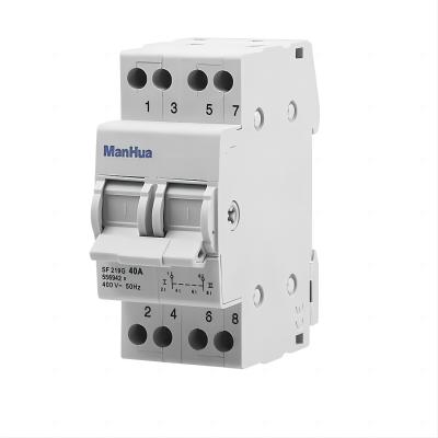 SF 219G 2Poles 40A 63A Dual Power Manual Transfer Isolating Switch Interlock Circuit Breaker Overvoltage Protector Din Rail Mount