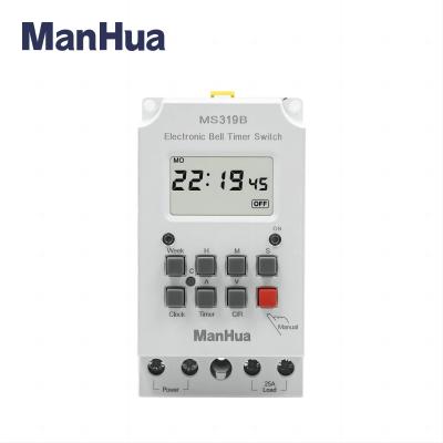 MS319B 200-240VAC 25A 99ON Programmable Din Rail Digital Timer Switch School Bell Time Controller