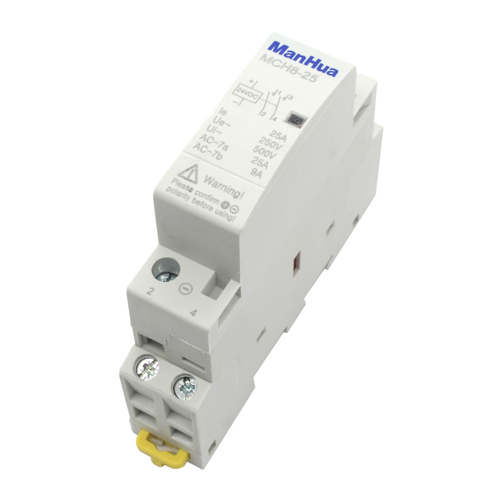Manhua MCH8-25 Modular Contactor 15A 24VDC Din Rail Household for Home 2NO DC Contactors