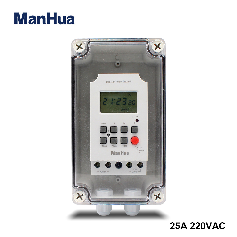 ManHua 220V 25A MT316SE Second Programmable Rain-proof Outdoor With IP66 Water Proofcase Digital Timer Switch